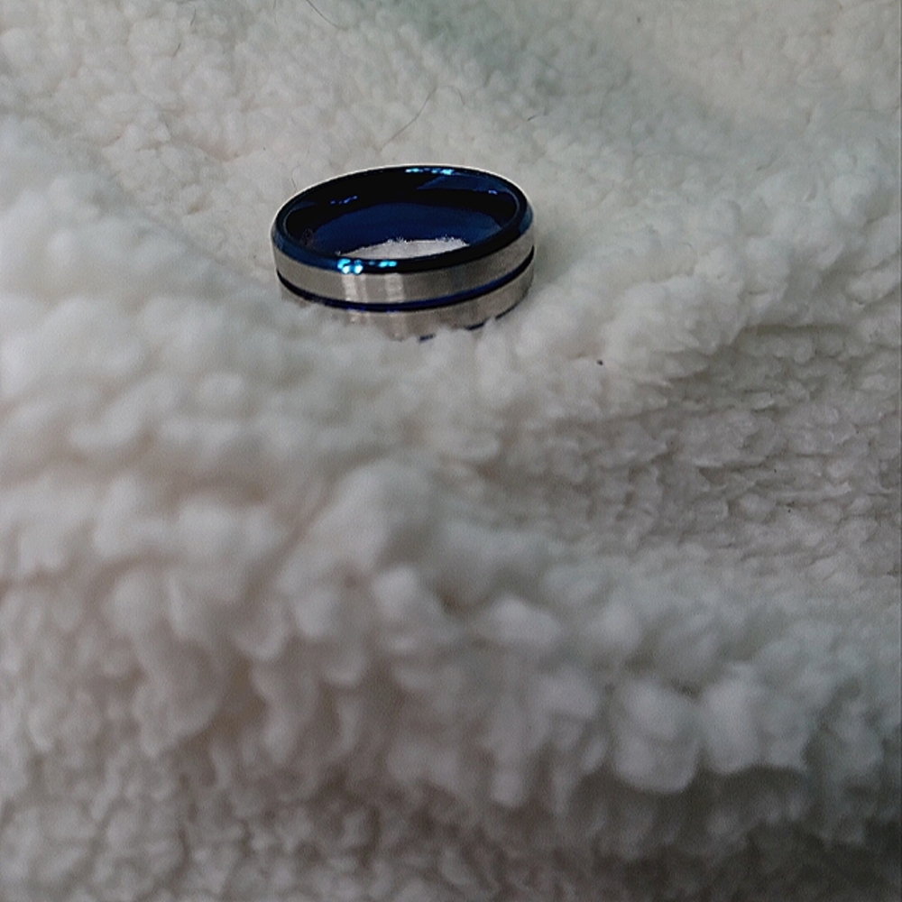 Silver and Blue Men's size 10.5 Ring